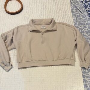 Abercrombie & Fitch Cream Quarter-Zip Sweatshirt